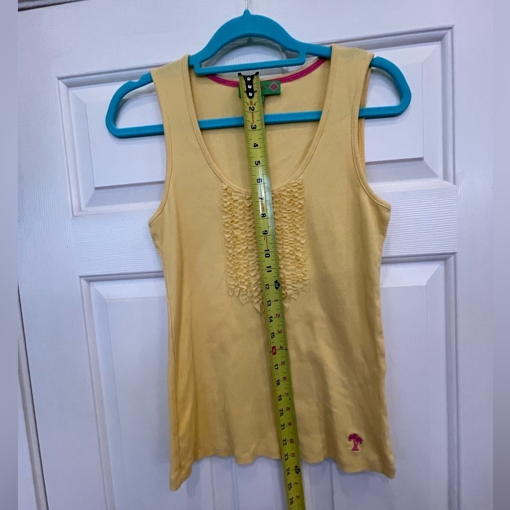 ☀️🌴Island Republic Ruffled Ribbed Stretch Yellow Tank Top Size Medium - Picture 8 of 8